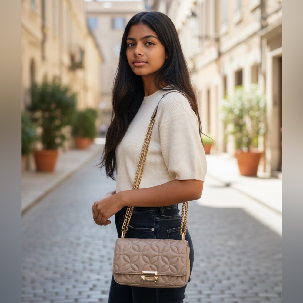 Michael Kors Quilted Leather Tan Shoulder/Crossbody Bag